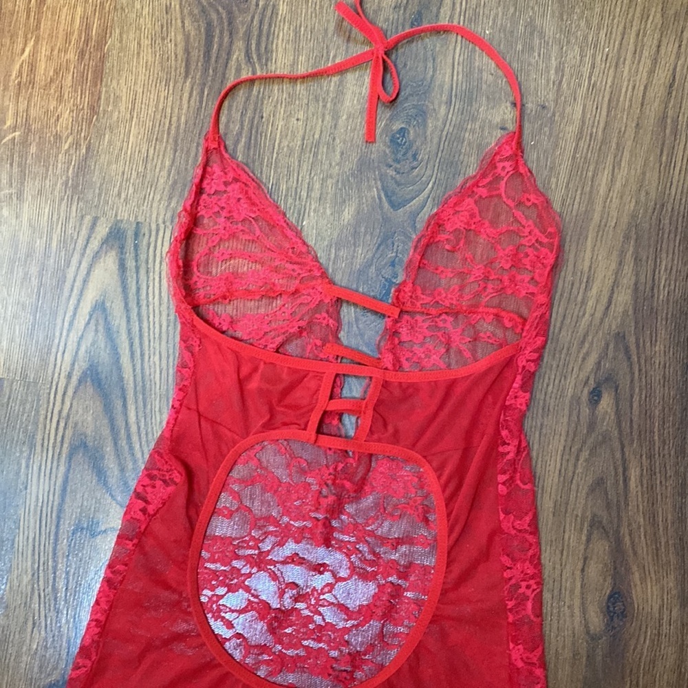 🍒 Cherry Red Lace Teddy Dress 🍒 - Picture 7 of 10